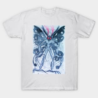 Creepy Mothman Mixed Media Drawing T-Shirt